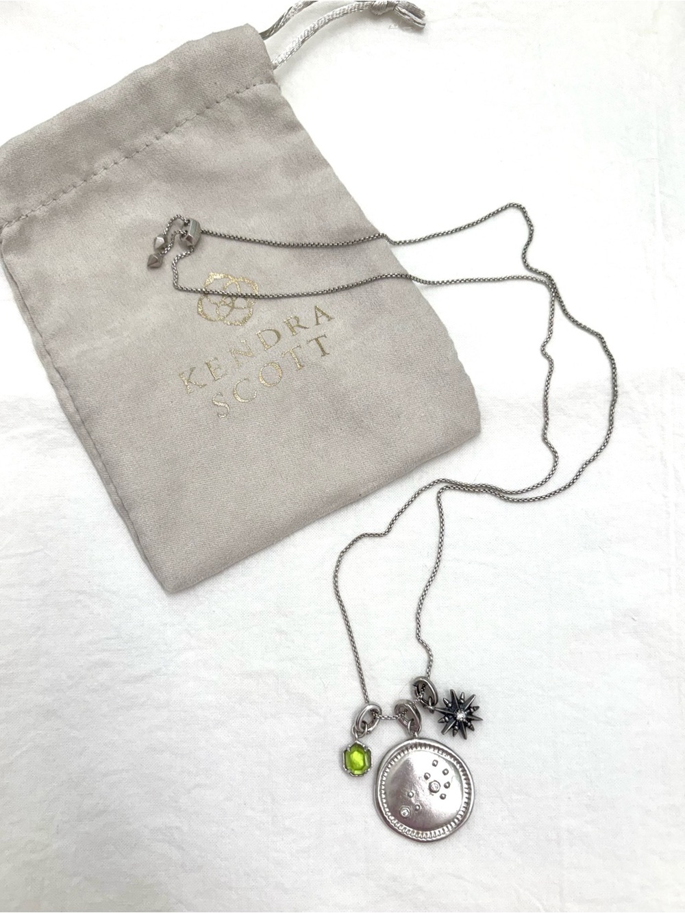 Kendra Scott Zodiac Constellation Rhodium Plated Pendant Necklace w/Charms